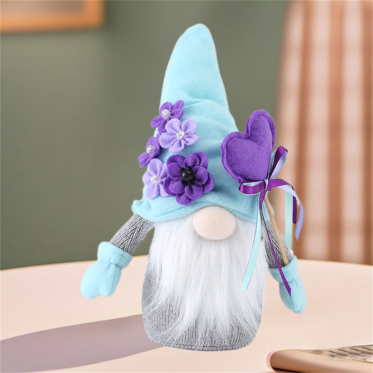 Mother's Day Gnome Decorations Gift - 3D Flower Scandinavian Nisse Plush Doll, Fabric Material, No Power Needed, Perfect for Home Ornaments & Party Decorations