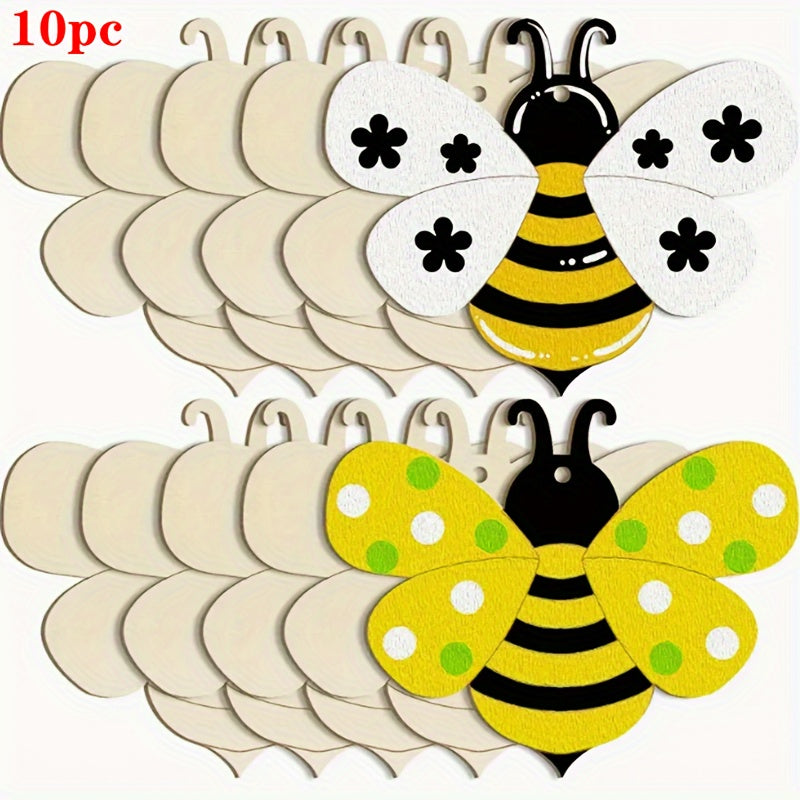 Wooden Bee Shaped Wooden Chips DIY Painting Graffiti Crafts Wooden Pendants Hanging Decorations for Festivals, Weddings, Parties, Home Decor