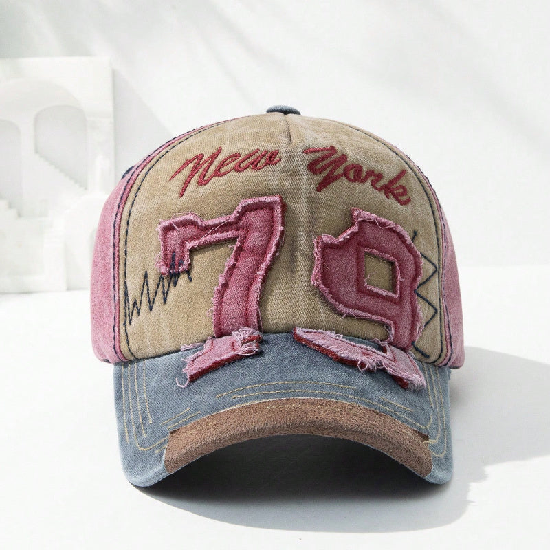 Fashionable Adjustable Peaked Cap | Number 79 Embroidered Color Matching Sun Protection Baseball Cap, Old Personalized Lightweight Sun Hat | Outdoor Leisure Hat for Men and Women