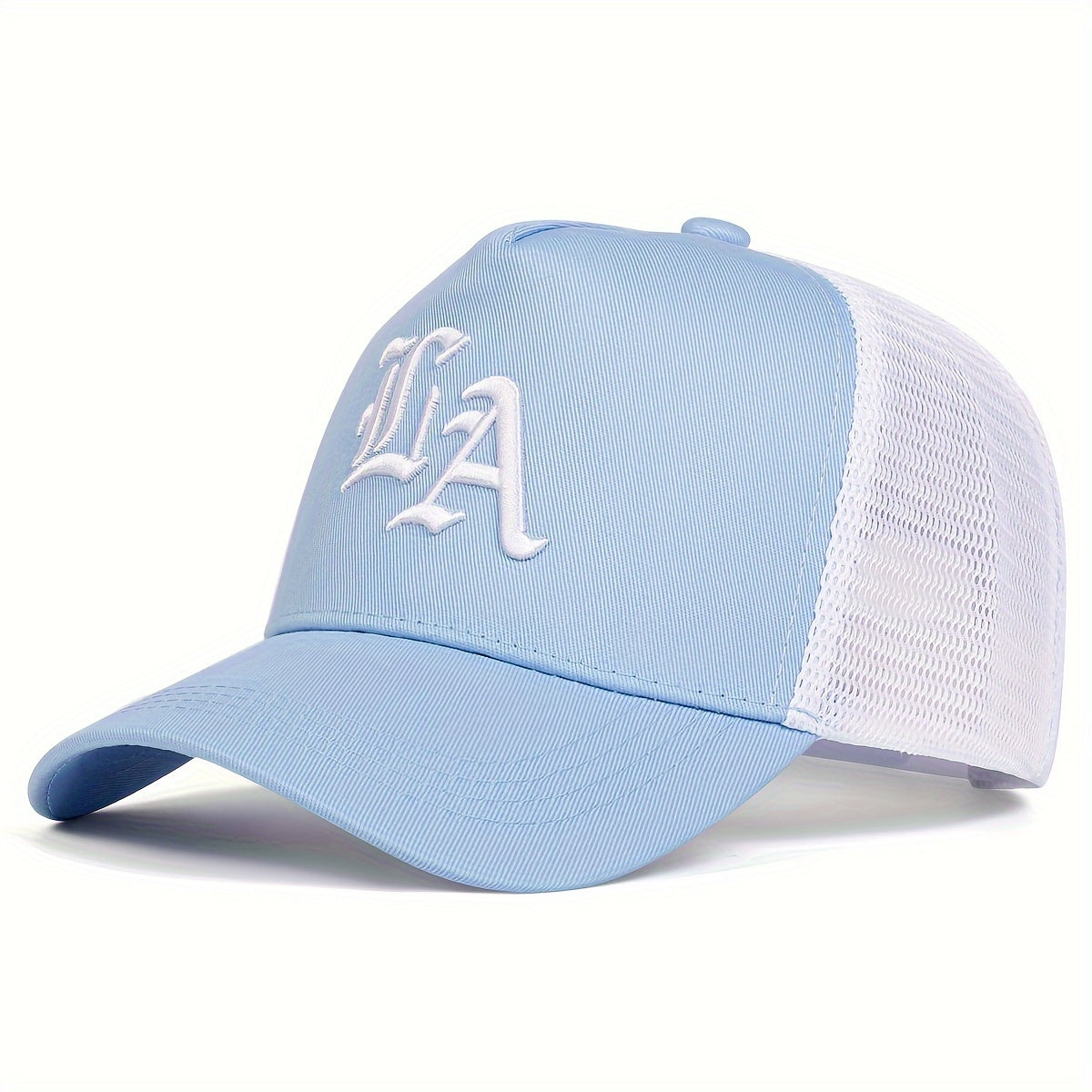 Adjustable LA Letter Baseball Cap - Women's Mesh Back Trucker Hat for Spring/Fall Travel, Beach and Party