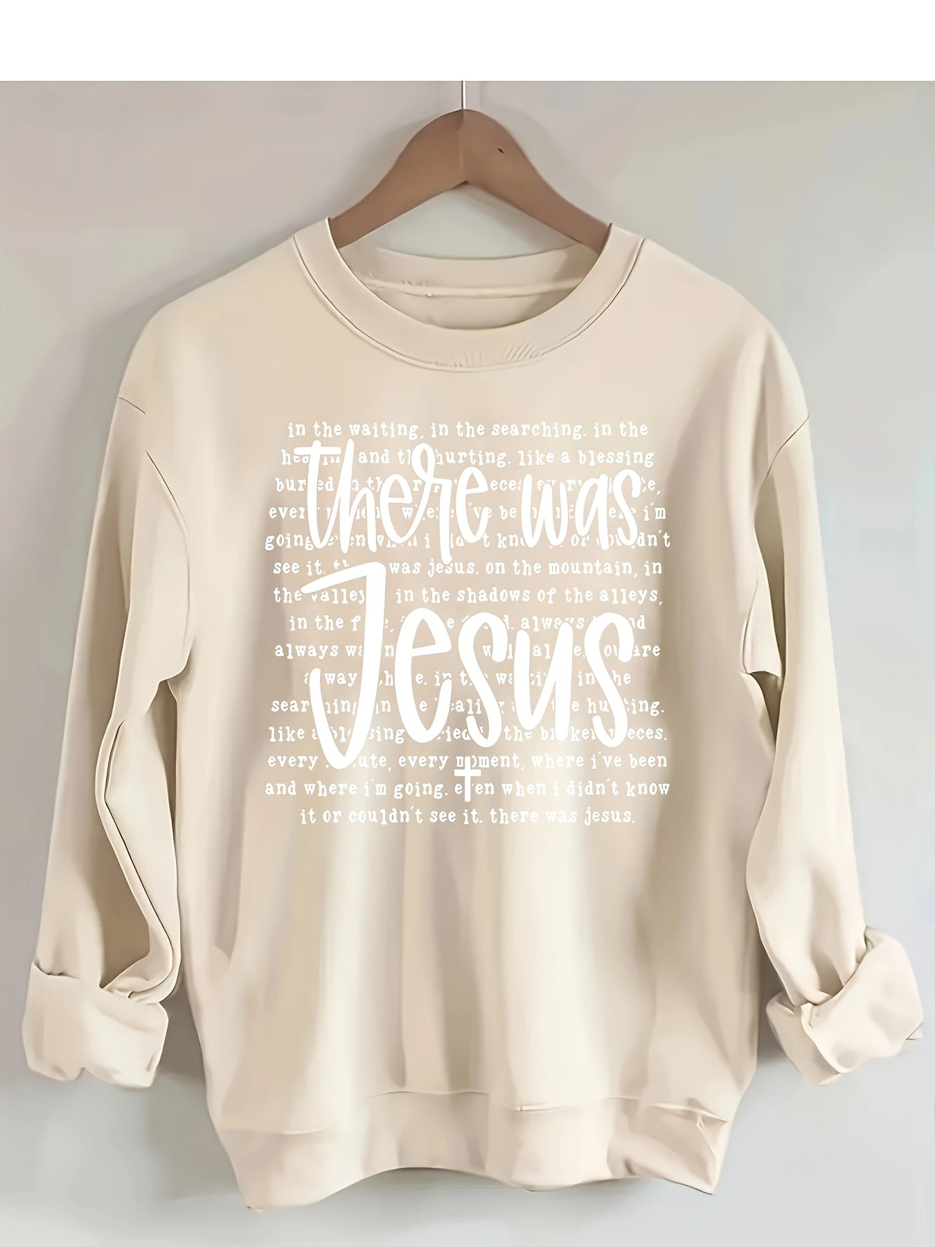 [Soft Sweatshirt] Soft Comfortable Women's Olive Green Monogram Letter Print Round Neck Sweatshirt | Machine Washable Casual All-Season Top, Easy Care Clothing, Long Sleeve Pullover