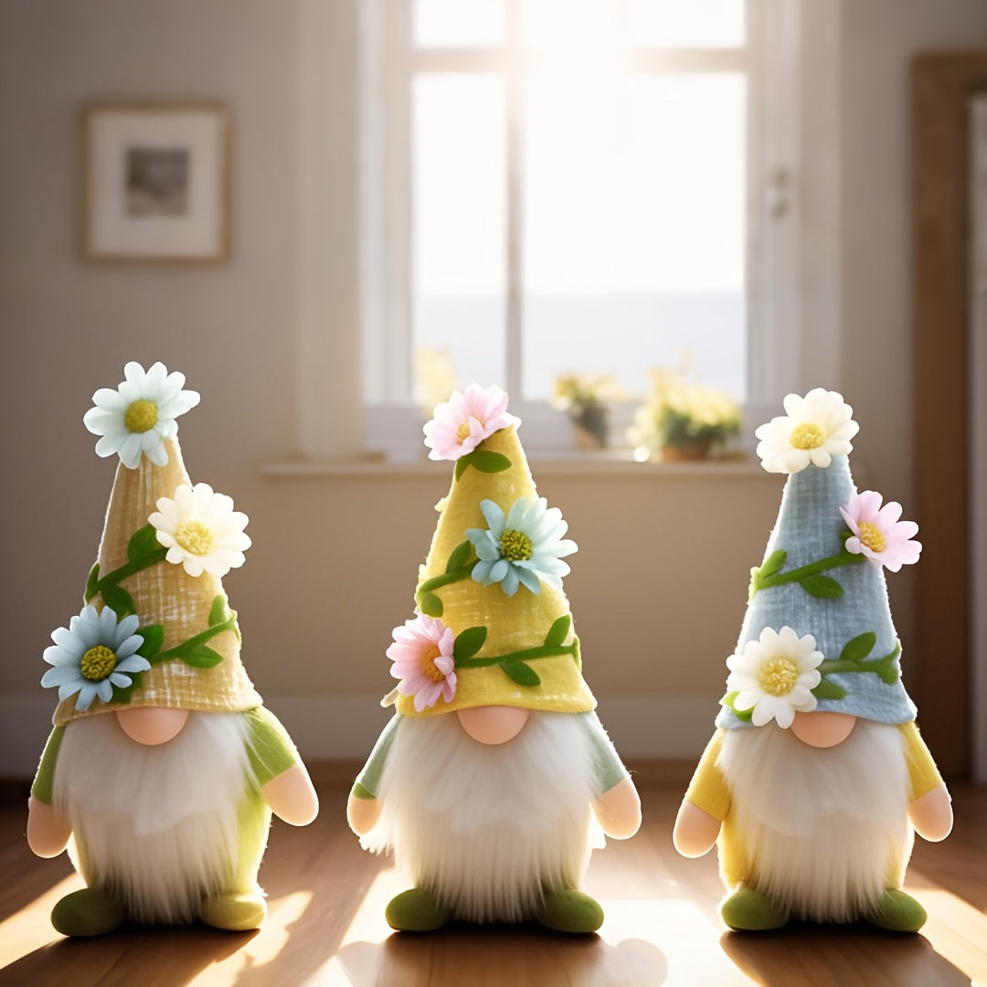Gnome Fabric Ornament, Seasonal Decorative Dwarf Fabric Ornament With Flowers, Multi-purpose Holiday Decorations, Durable Material, No Electricity Required, Suitable For Christmas, Halloween, Easter, Thanksgiving, Valentine'S