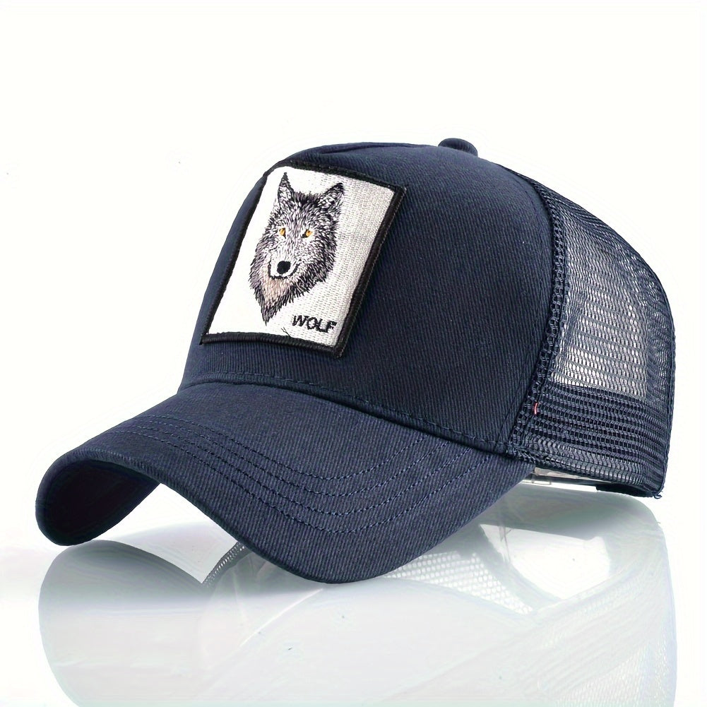 Men'S & Women'S Wolf Embroidery Snapback Trucker Hat - Breathable, Fitted, All-Season Outdoor Sports Cap with Adjustable Sizing, Outdoor Sports Cap|Adjustable Headgear|Snapback Closure