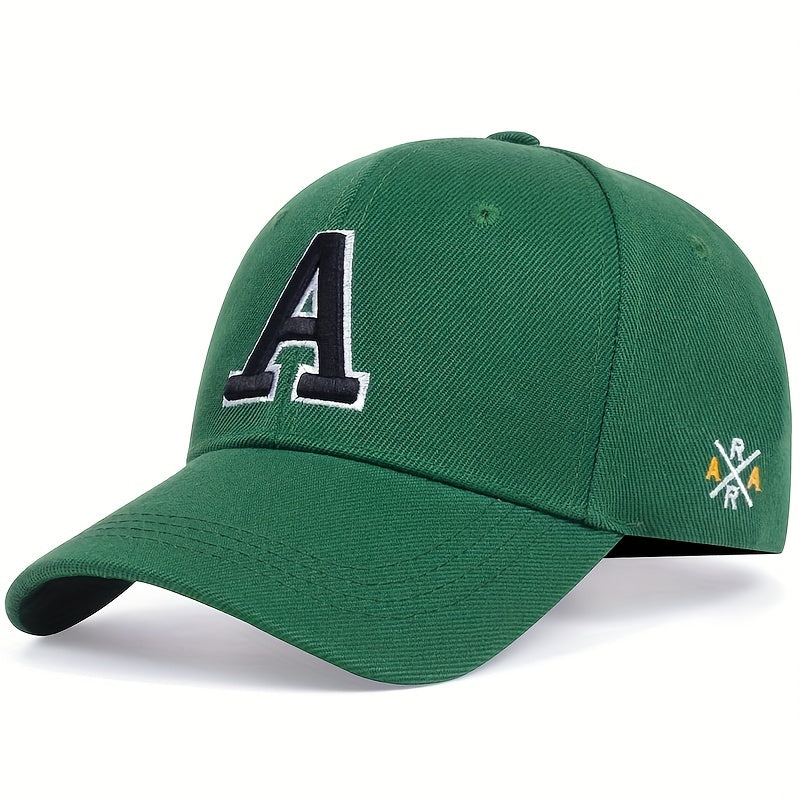 [Solid Color Embroidery Baseball Cap] Letter A Embroidery Baseball Cap Solid Color Simple Casual Sports Hat Sunscreen Dad Hats