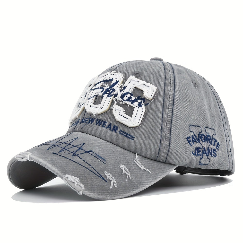 1985 Embroidery Vintage Lightweight Adjustable Dad Hat - Ripped Baseball Cap Washed Distressed Patch Sunscreen Sports