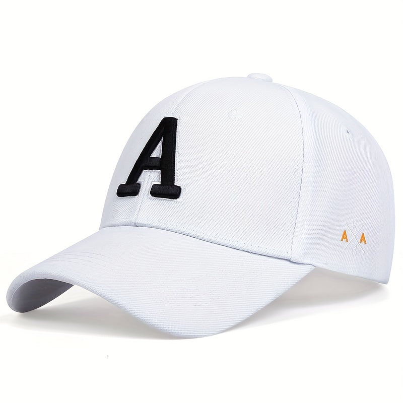 [Solid Color Embroidery Baseball Cap] Letter A Embroidery Baseball Cap Solid Color Simple Casual Sports Hat Sunscreen Dad Hats