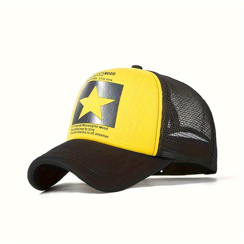 Lightweight Breathable Mesh Unisex Trucker Hat - Pentagram Print Baseball Cap - Casual Sports Dad Hats For Women & Men