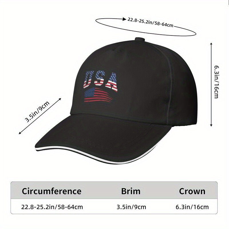 USA Adjustable Baseball Cap, Breathable Polyester, Perfect for Outdoor Activities, Beaches, Travel and Casual Wear - Machine Washable, Perfect Gift, Beach Cap | Casual Look | Adjustable Fit