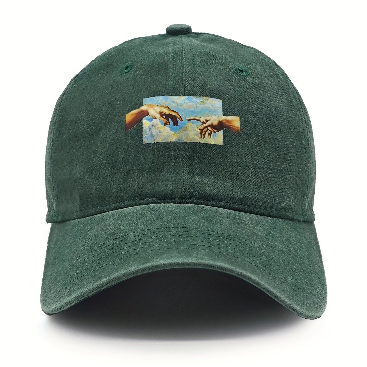 [Vintage Oil Painting Print Cap] Unisex Vintage Oil Painting Print Baseball Cap, Polyester Breathable Casual Embroidered Hat, Hand Washable, Flag Theme, Adjustable Fit