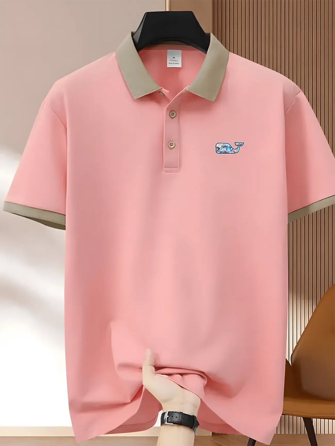 (230G) Men'S Casual Polo Shirt with Whale Pattern, Short-Sleeved Golf Polyester Fiber with Button Collar, Suitable for Gym Fitness And Running Training. Men'S Business And Leisure Gifts for Father And Boyfriend.