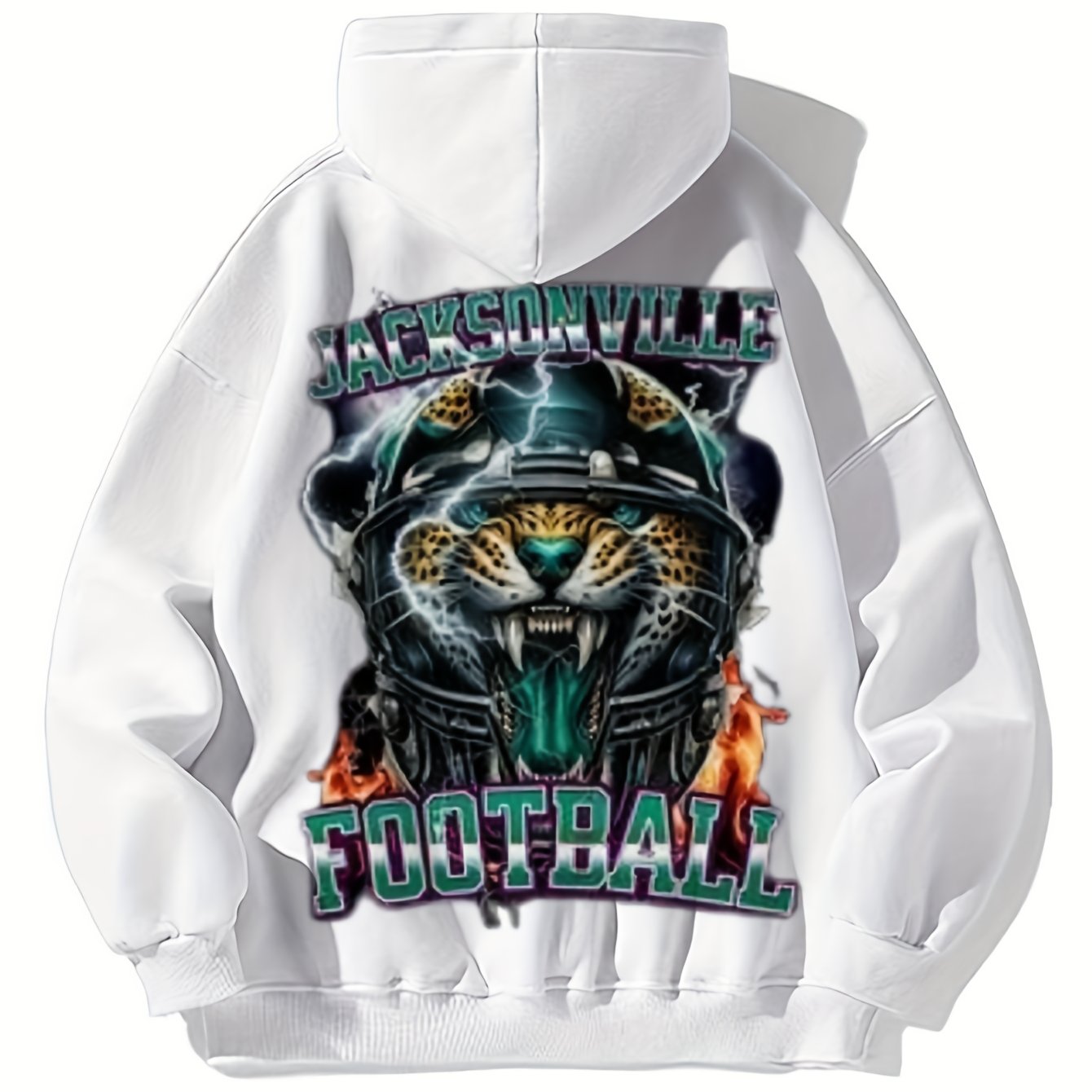 1pc Vintage Jacksonville Football Print Hoodie for Men - Cotton Blend, Long Sleeve, Loose Fit, Kangaroo Pocket, Drawstring Hood, Casual Streetwear, Autumn & Winter Collection