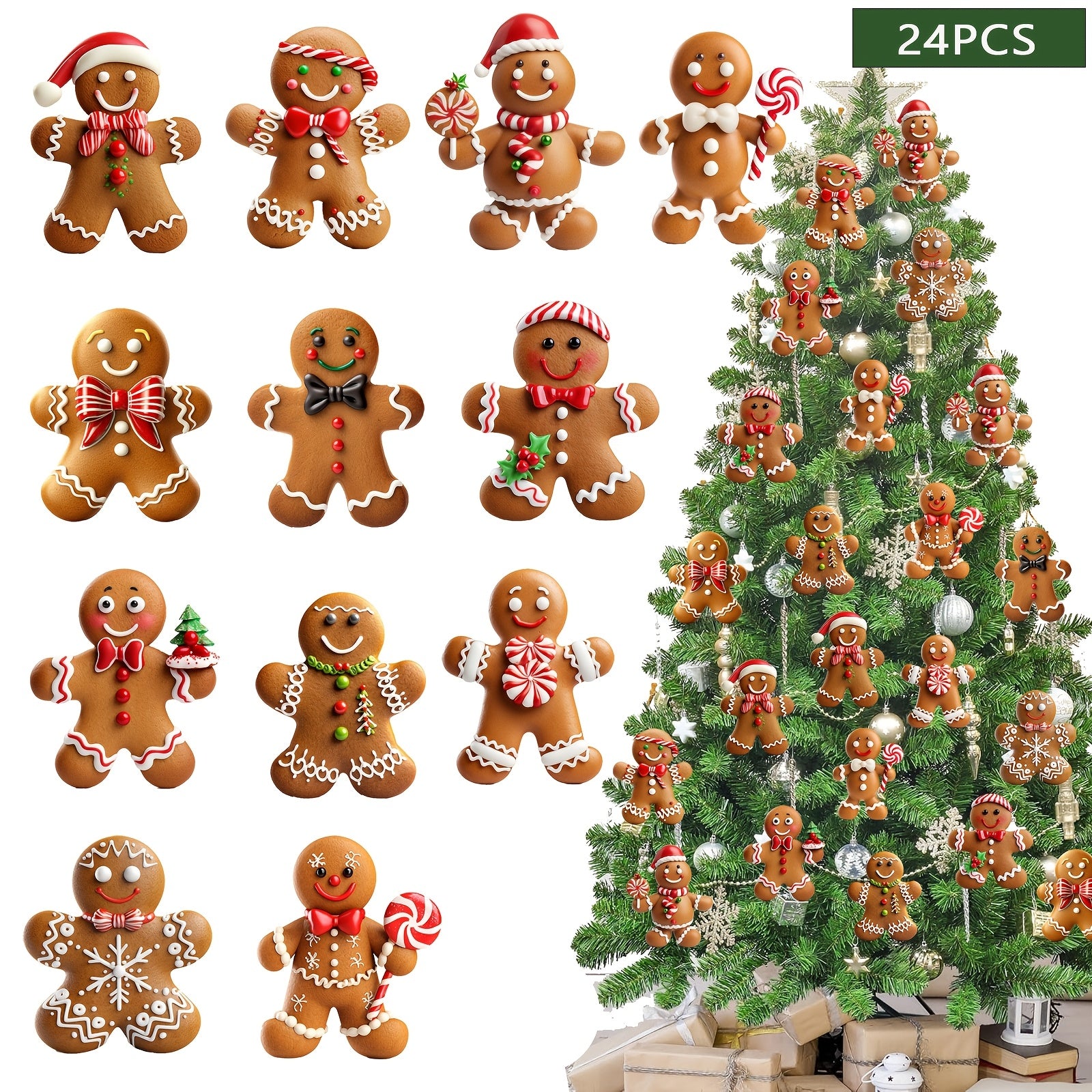 Wooden Gingerbread for Man Christmas Tree Ornaments - Durable, Colorful Holiday Decor for Home & Party
