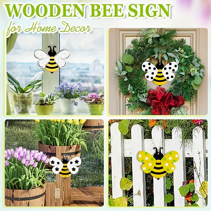Wooden Bee Shaped Wooden Chips DIY Painting Graffiti Crafts Wooden Pendants Hanging Decorations for Festivals, Weddings, Parties, Home Decor