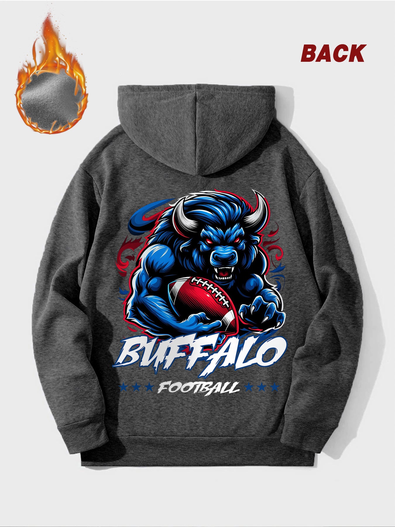 1pc Baltimore Football Graphic Print Hoodie - Thickened Warm Unisex Pullover with Pocket, Machine Washable Casual Sweatshirt for Men & Women, Autumn Winter Outdoor Apparel for Football Fans, Sports Fan Apparel | Bold Back Des