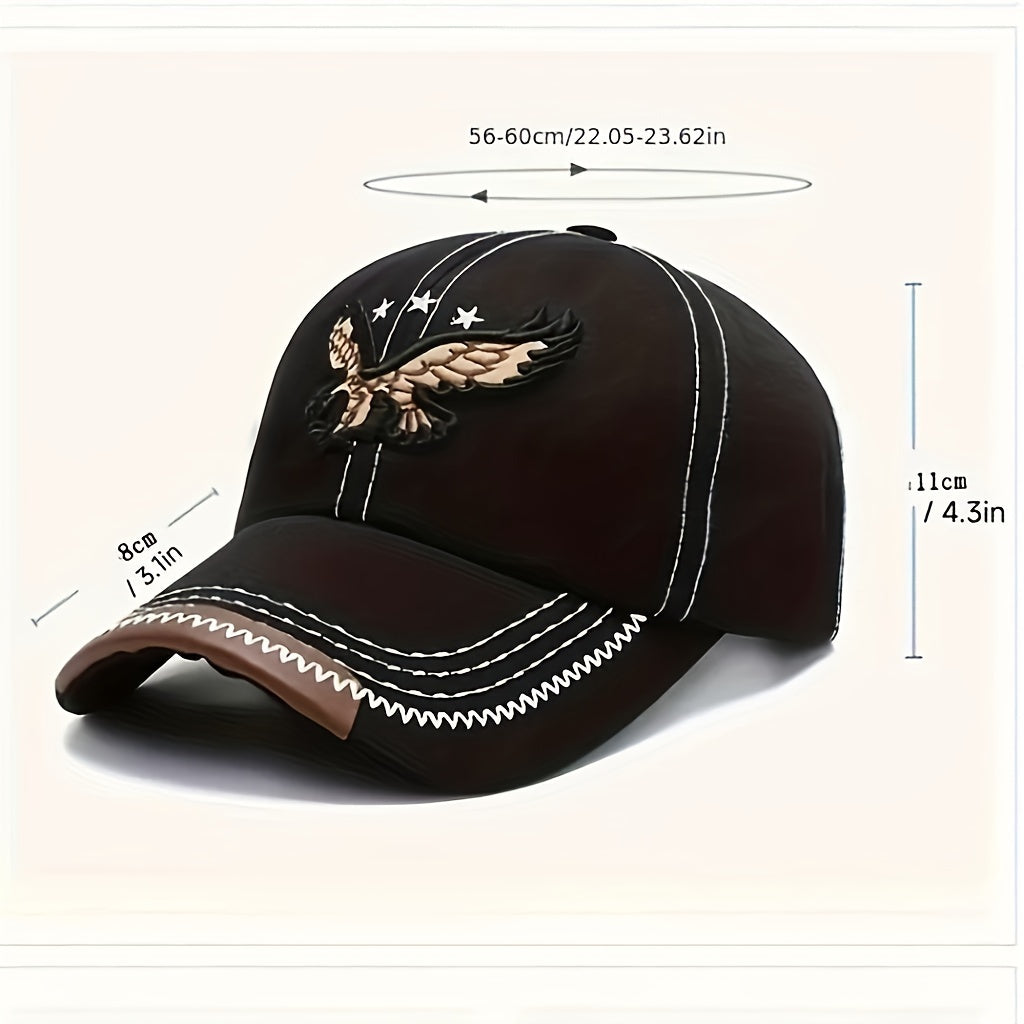 3D Eagle Embroidered Baseball Hat - Adjustable Sun Protection Unisex Fashion Casual Sports Sun Hat For Women & Men