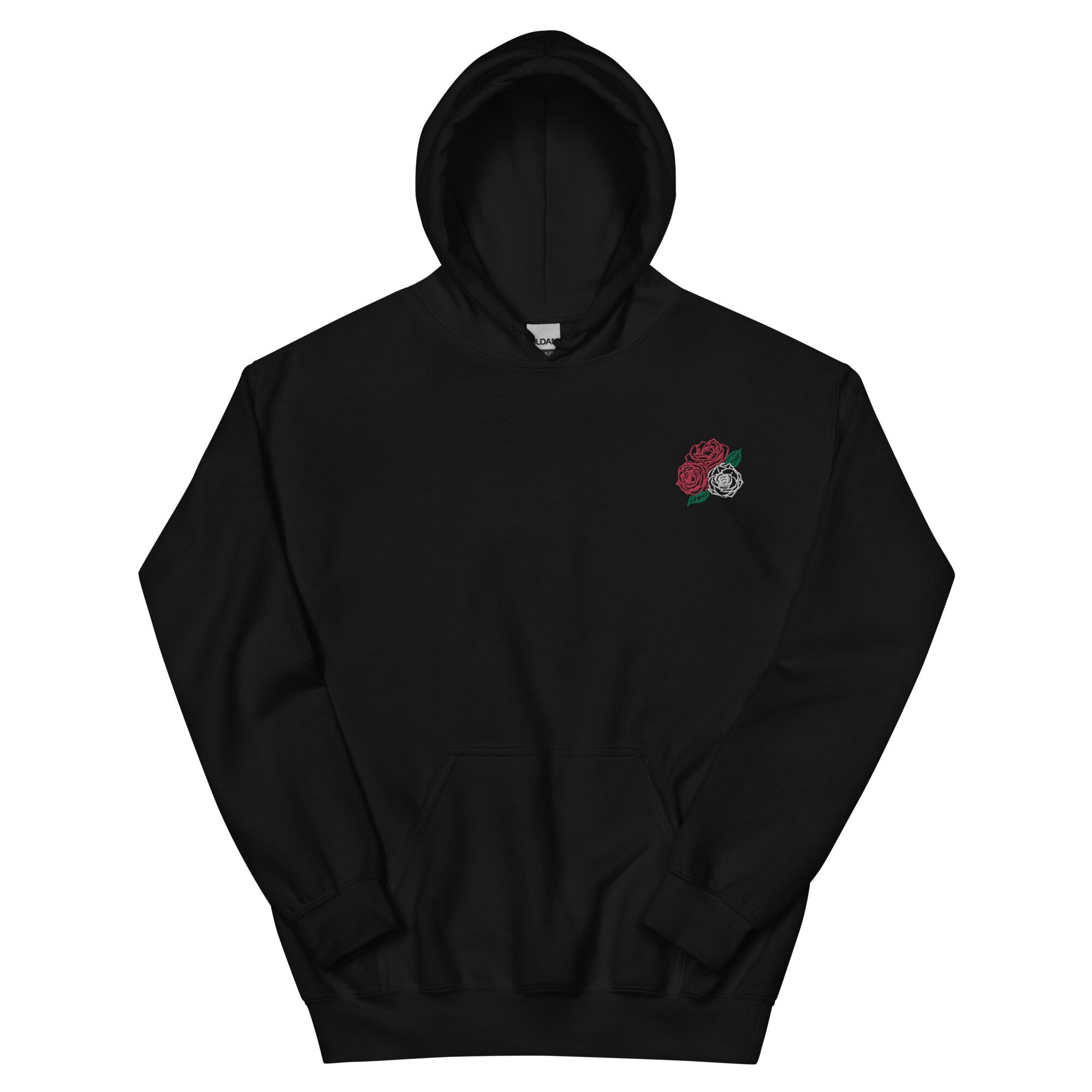 Three Roses Embroidered Unisex Hoodie - Cozy Floral Sweatshirt for Men & Women - Casual Streetwear Gift