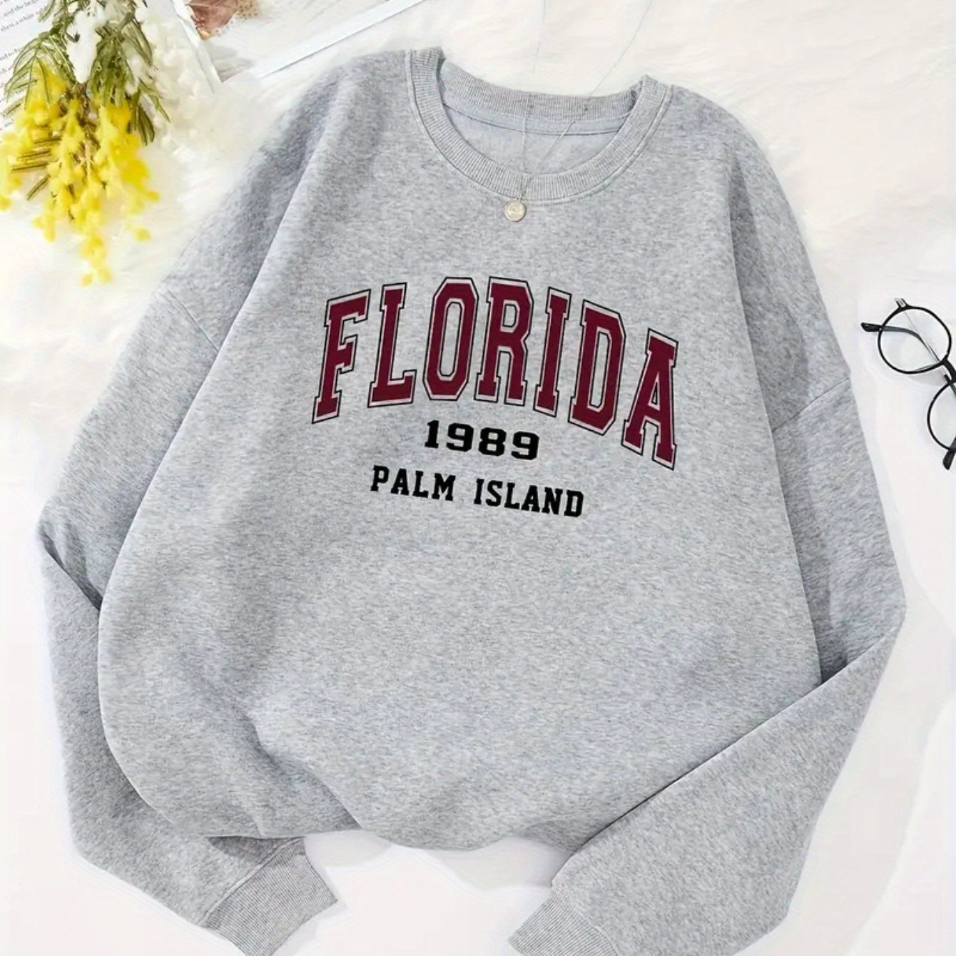 [Grey Sweater] Grey Long Sleeve Crew Neck Women's Casual Sweater | Autumn/Winter Knit Pullover Sweatshirt