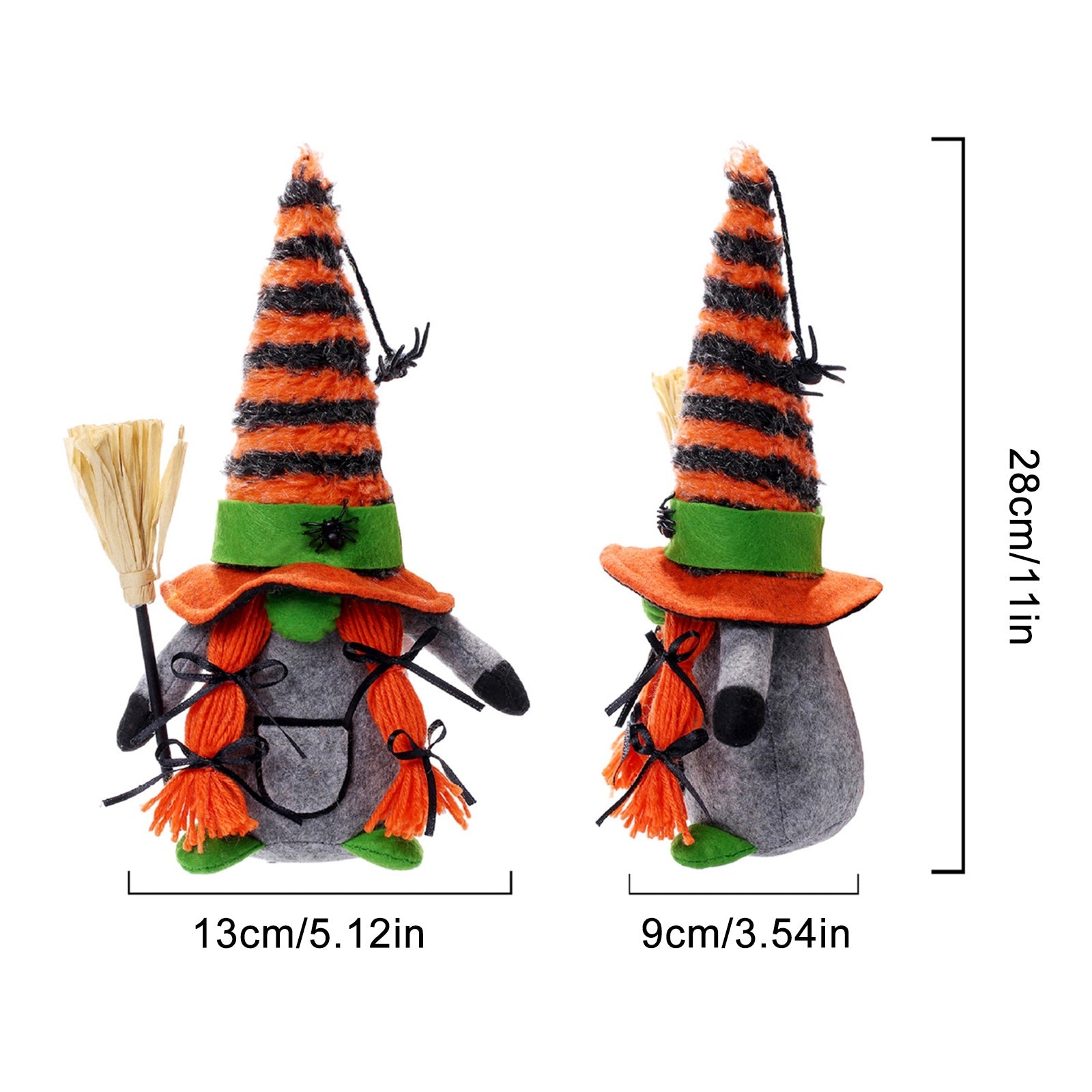 [Halloween Gnome Doll] Tomte Scandinavian Nisse Elf Dwarf Faceless Gnome Doll | Halloween Gnomes Plush with Spider Ornaments Halloween Witch Gnomes Home Tiered Tray Decorations