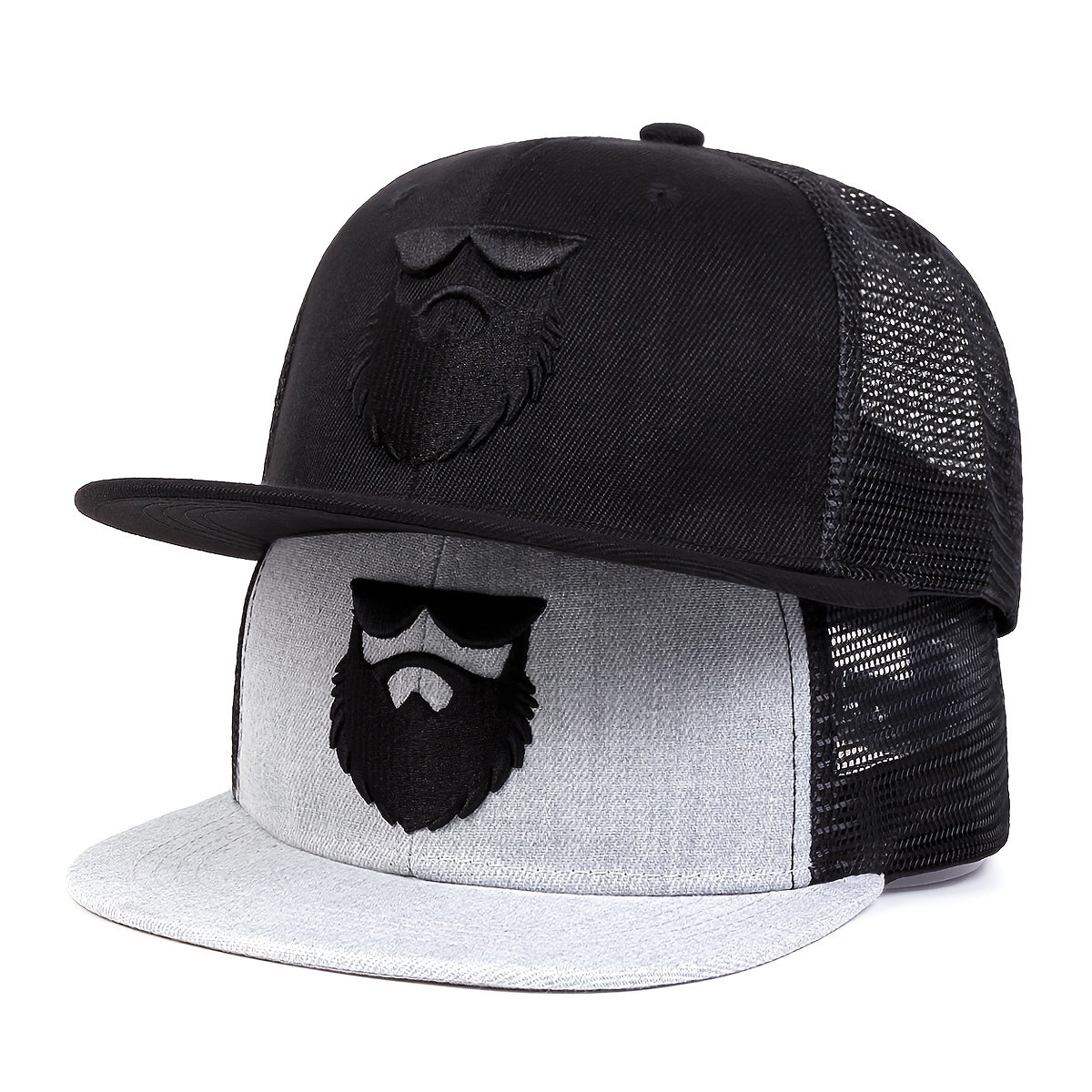 Stylish Beard Man Embroidered Trucker Hats - Adjustable, Breathable, Mesh Back, Hip Hop Trendy Design - Unisex Baseball Cap for Women & Men, Casual Wear