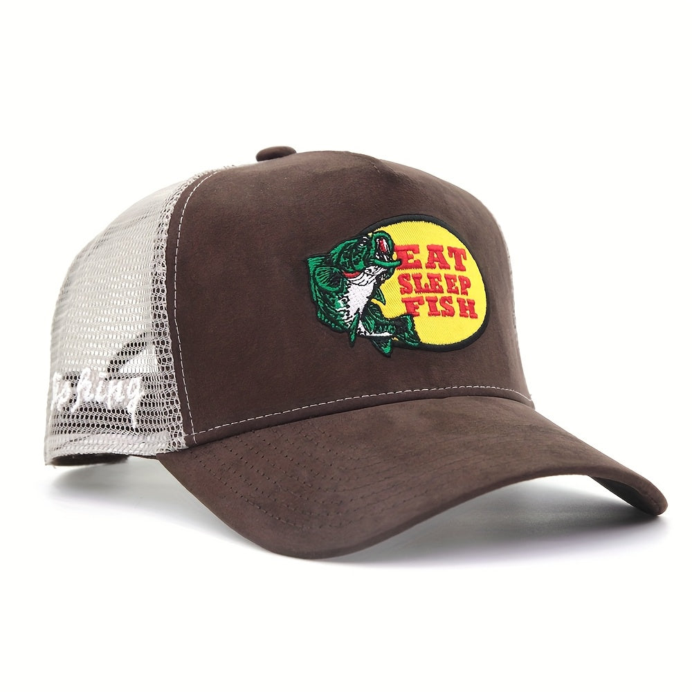 [Sasual Label Trucker Cap] Sasual Label 5 Panel Outdoor Fishing Suede Trucker Cap - Breathable Mesh Sports Velvet Baseball Cap - Adjustable Snapblak buckle Unisix Fishing Guy Hat