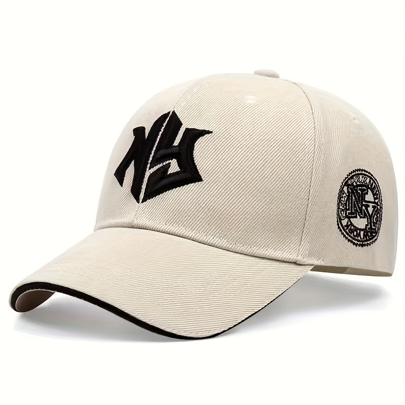 [1pc Adjustable Classic Trucker Cap] 1pc Men'S Classic Embroidered Trucker Cap, 100% Polyester, Adjustable Dad Hat with Alphabet Pattern, Casual Style, Soft Medium Stretch Fabric, Polyester Fiber Filled