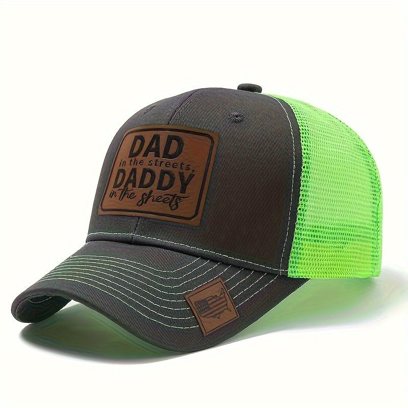 Curved Brim Baseball Cap - Breathable Mesh Trucker Hat with Dad Label, Snapback Closure, Casual Leisure Style for Outdoor Sports and Everyday Wear