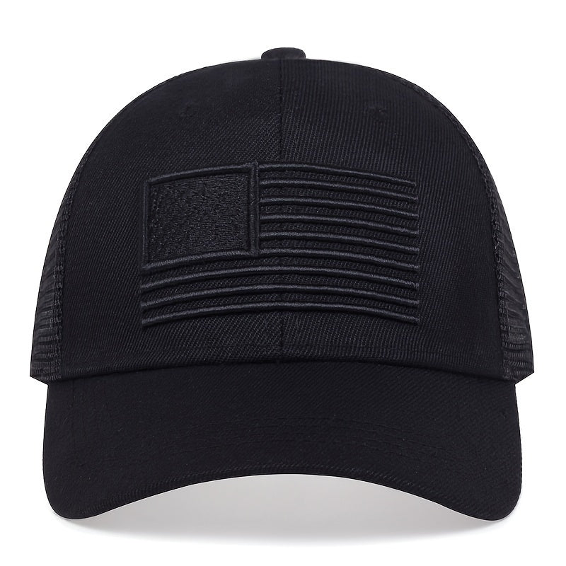 Men's American Flag Baseball Cap - Adjustable, Mesh, Sun Protection for Outdoor Travel and Casual Wear