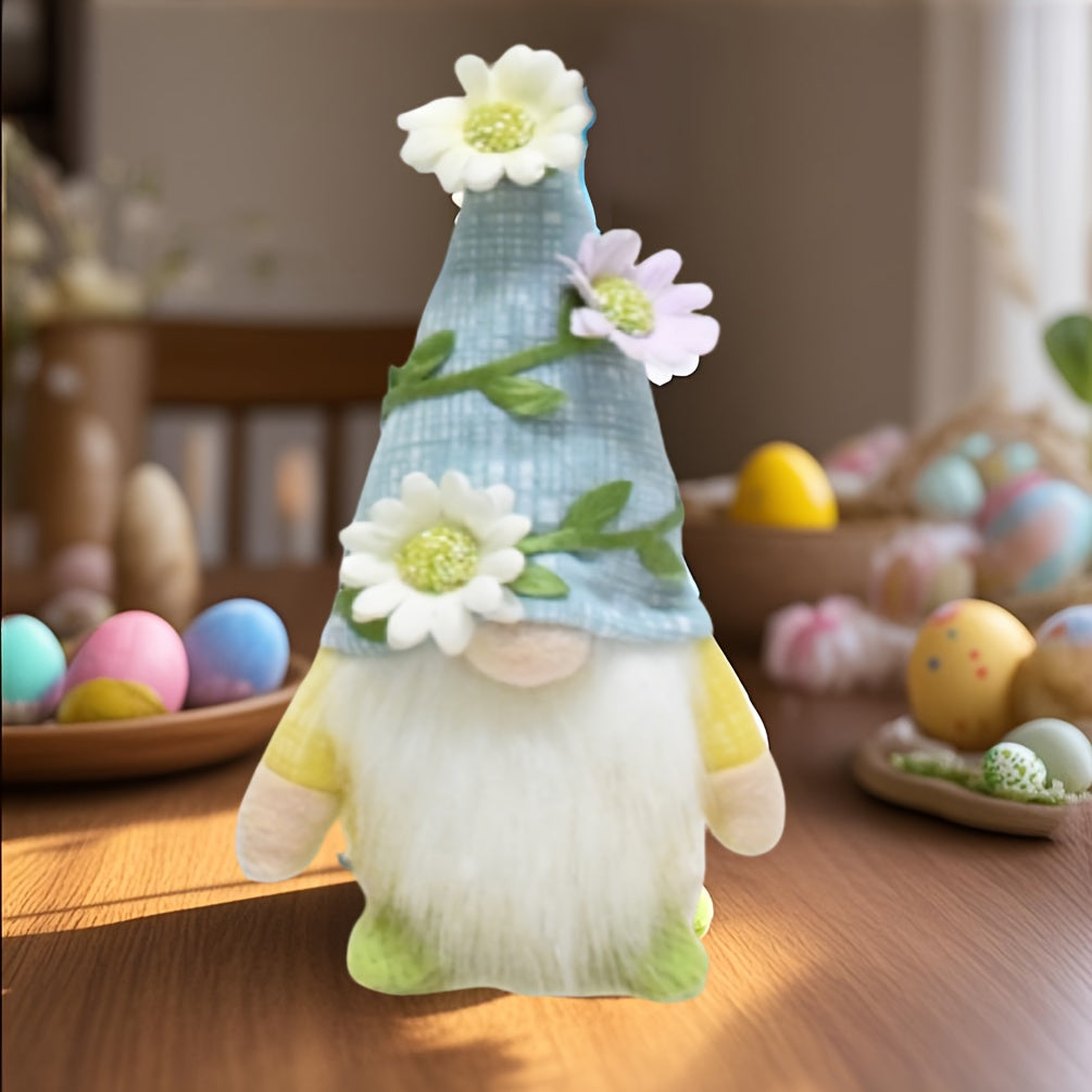 Gnome Fabric Ornament, Seasonal Decorative Dwarf Fabric Ornament With Flowers, Multi-purpose Holiday Decorations, Durable Material, No Electricity Required, Suitable For Christmas, Halloween, Easter, Thanksgiving, Valentine'S