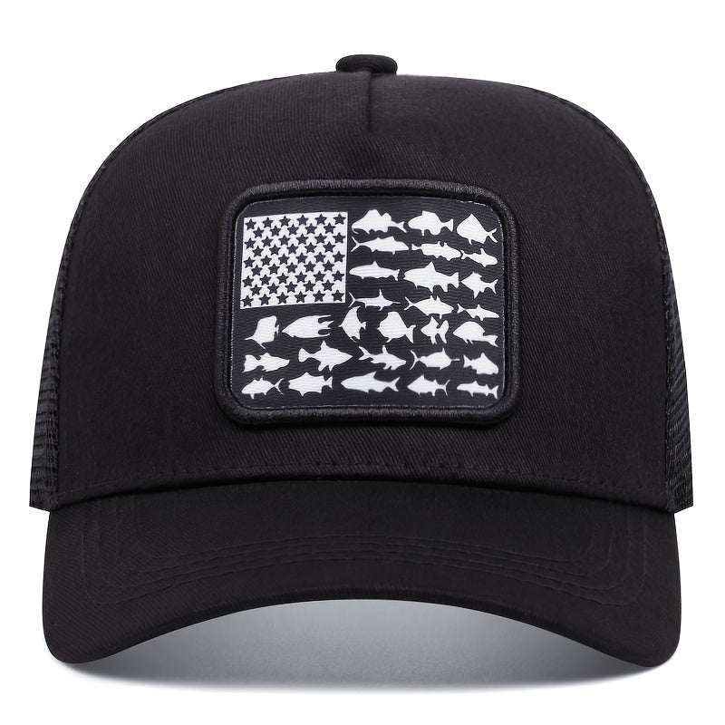 Fish Star Patch Cloth Embroidered Baseball Cap Men'S And Women'S Outdoor Sports Event Cap American Truck Driver Cap Casual