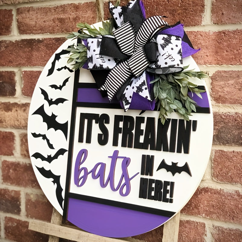 [Freakin' Bats Halloween Sign] Halloween 3D Lettering Door Hanger Sign - It's Freakin' Bats - Fall Porch Decor, Wreath, Front Door Decoration