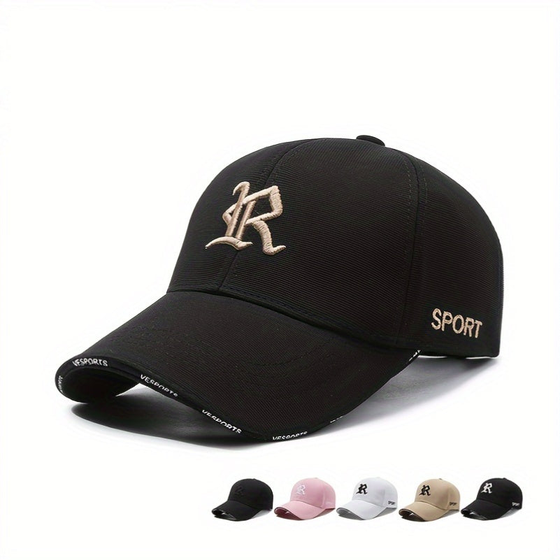 1pc 3D Embroidered Letter Baseball Cap, Soft Polyester Sports Hat, Hand Washable, Adjustable, Breathable, UV Protection, Unisex for Cycling, Golf, Outdoor Activities - Ideal for Holidays