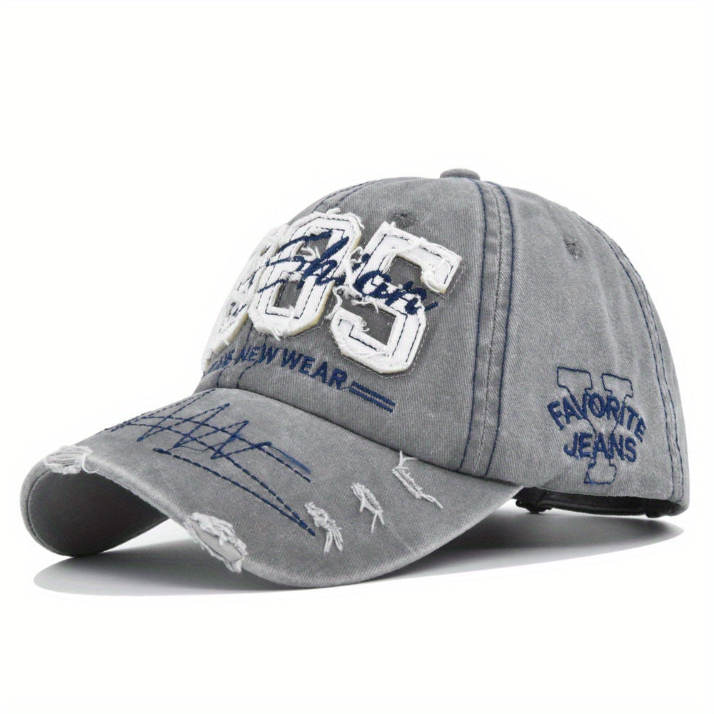 1985 Embroidery Vintage Lightweight Adjustable Dad Hat - Ripped Baseball Cap Washed Distressed Patch Sunscreen Sports