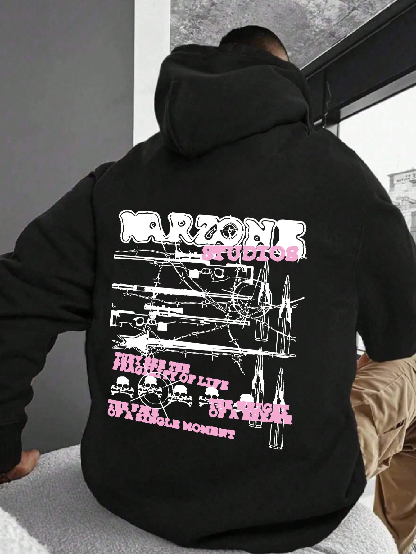 Y2K Printing Plus Velvet Warm Hooded Sweatshirt Men'S Casual and Comfortable Hooded Sweatshirt, Fashionable Long Sleeved Hooded Sweatshirt, Autumn and Winter Casual Versatile Top