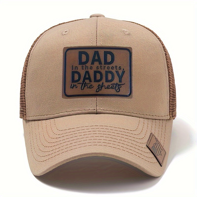 Curved Brim Baseball Cap - Breathable Mesh Trucker Hat with Dad Label, Snapback Closure, Casual Leisure Style for Outdoor Sports and Everyday Wear