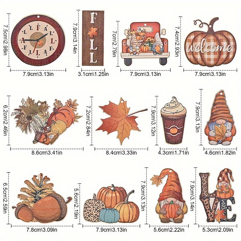 Autumn Thanksgiving Gnome Wooden Hanging Decorations Pumpkin Leaf Flower Autumn Tree Decorations