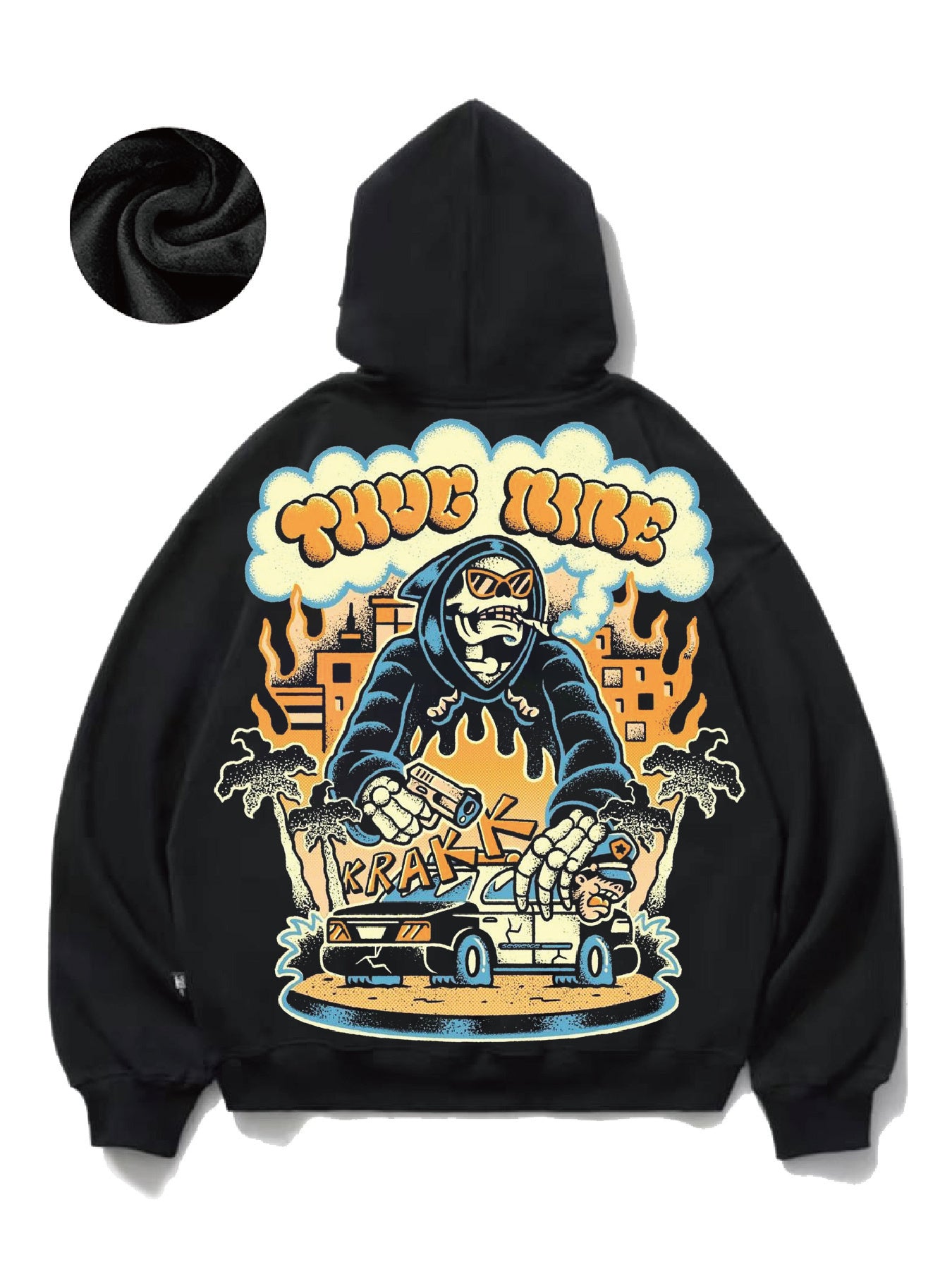 Men's Casual Hoodie with Skull Graffiti Design - Comfortable Polyester, Drawstring & Kangaroo Pocket, Perfect for Casual Attire