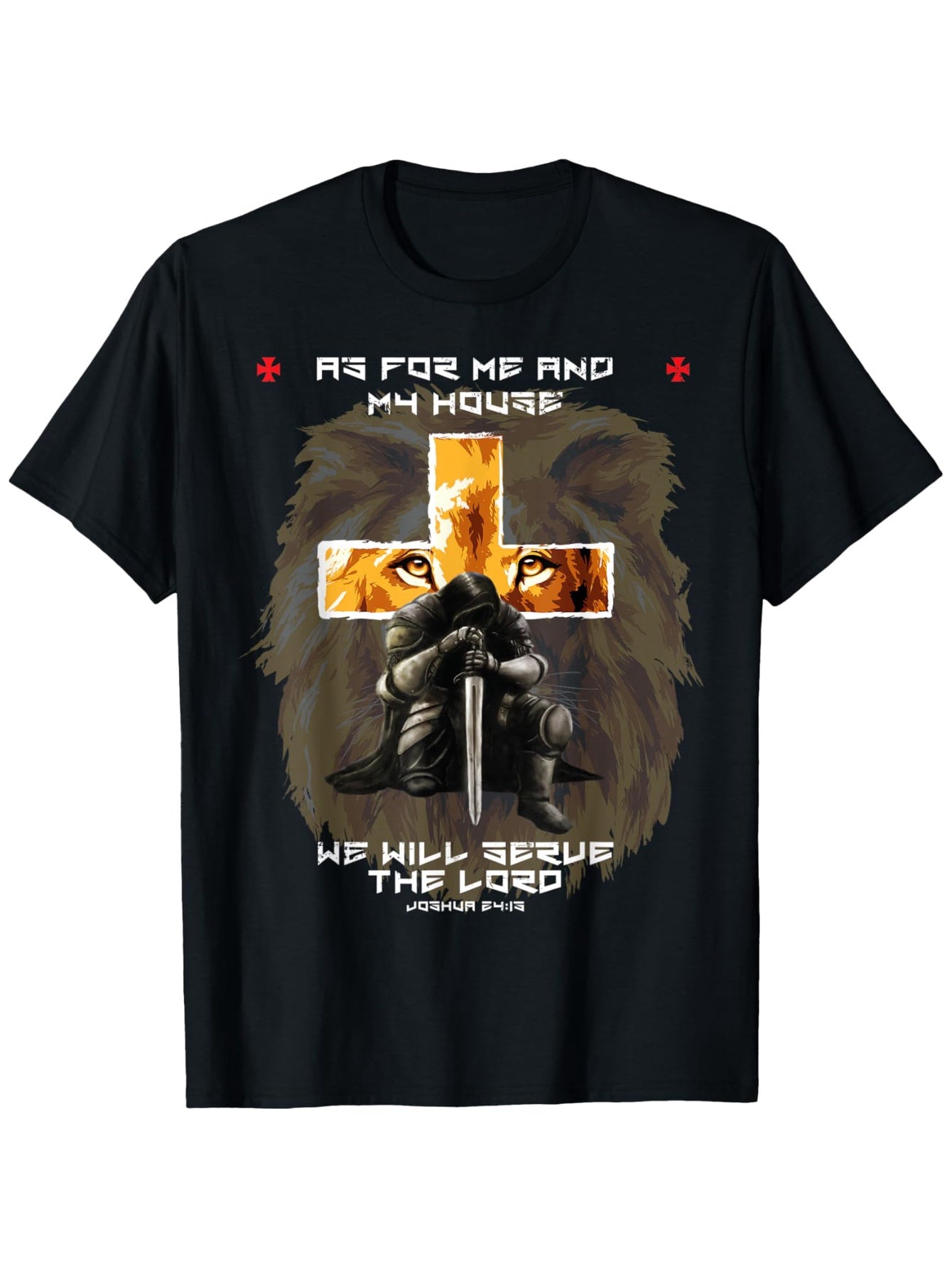 Men's Christian Lion & Cross Graphic T-Shirt - 
