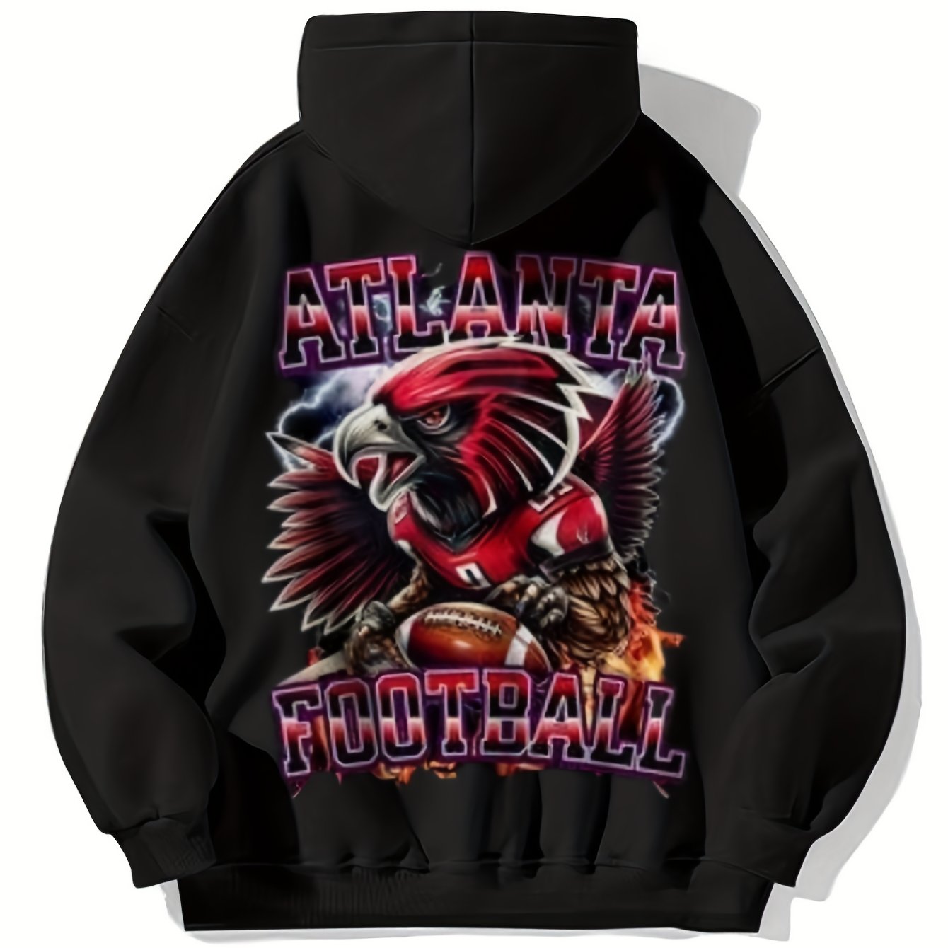 Vintage Football Team Print Hoodie with Kangaroo Pocket - Cotton Blend, Long Sleeve Pullover for Men, Perfect for Fall & Winter Streetwear