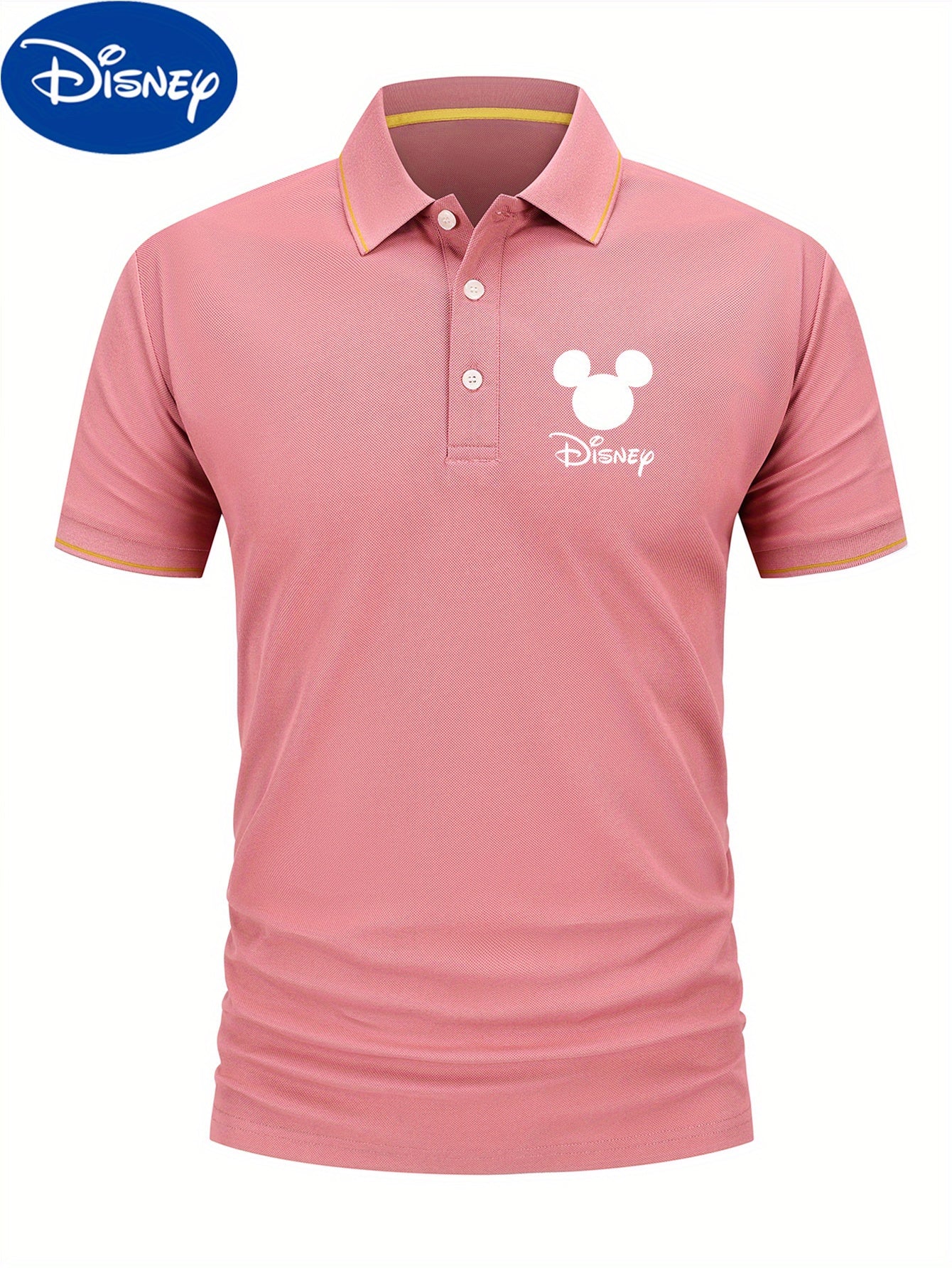 [Disney Genuine Authorized] Men's Classic Shirt One Disney Classic Shirt Cartoon Printing Advanced Business Casual, Short Sleeve Collar, Lightweight Polyester, Quick Drying and Breathable Golf Shirt, Packed in a Display Gift