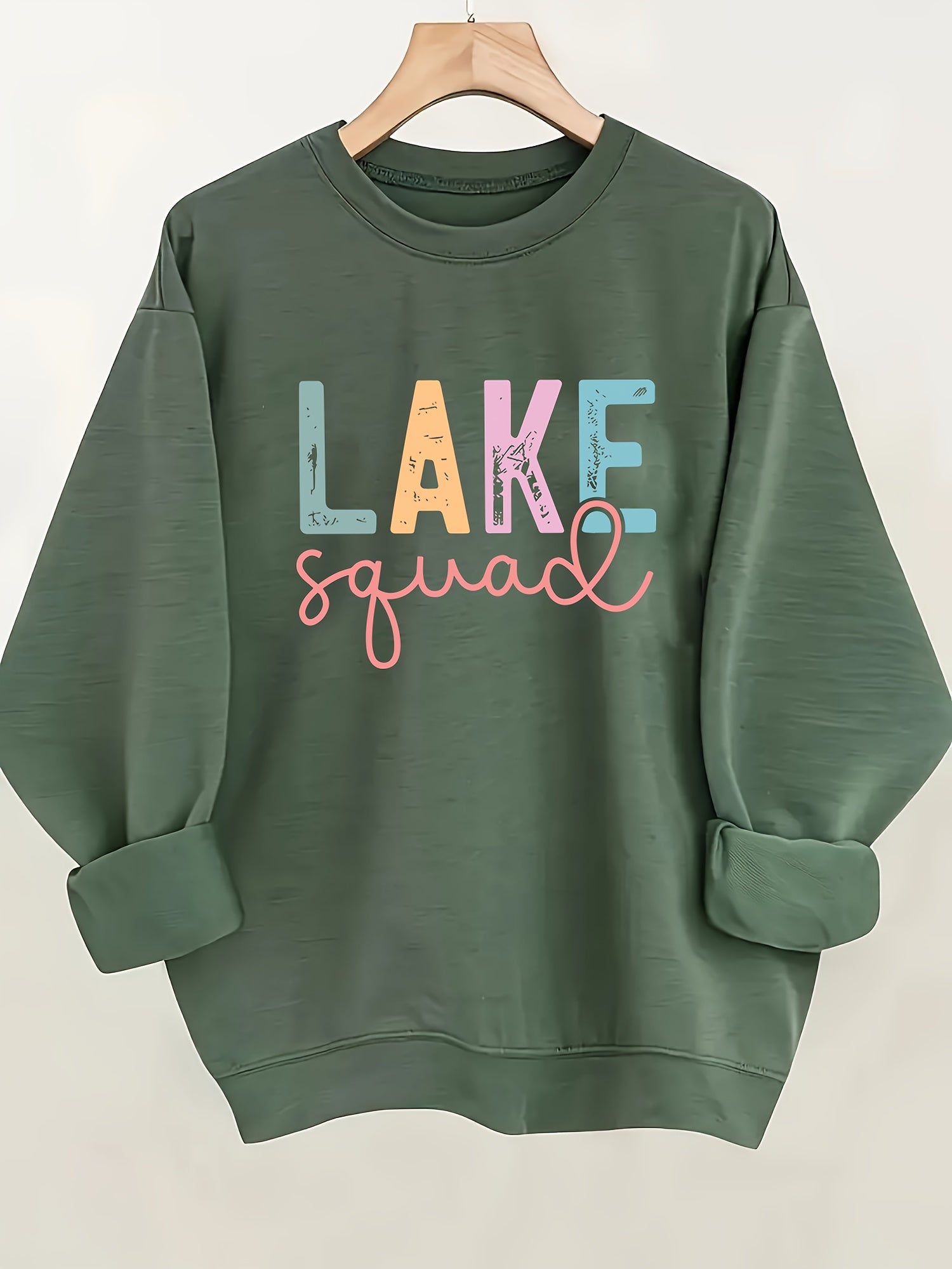 Letter Print Sweatshirt, Crew Neck Casual Sweatshirt for Women's Clothing