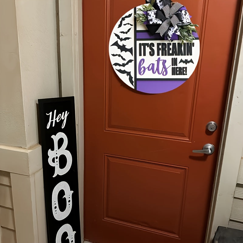 [Freakin' Bats Halloween Sign] Halloween 3D Lettering Door Hanger Sign - It's Freakin' Bats - Fall Porch Decor, Wreath, Front Door Decoration
