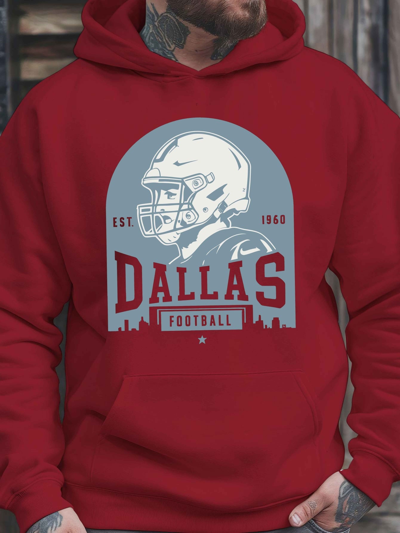 Football Dallas (Local) All Day Hoodie, Fashion Cotton Hoodie, Street Style Sweatshirt, Crew Neck Sweater, Super Soft, Breathable, Four Seasons Leisure Hoodie, Suitable for Daily Wear, Casual Outing