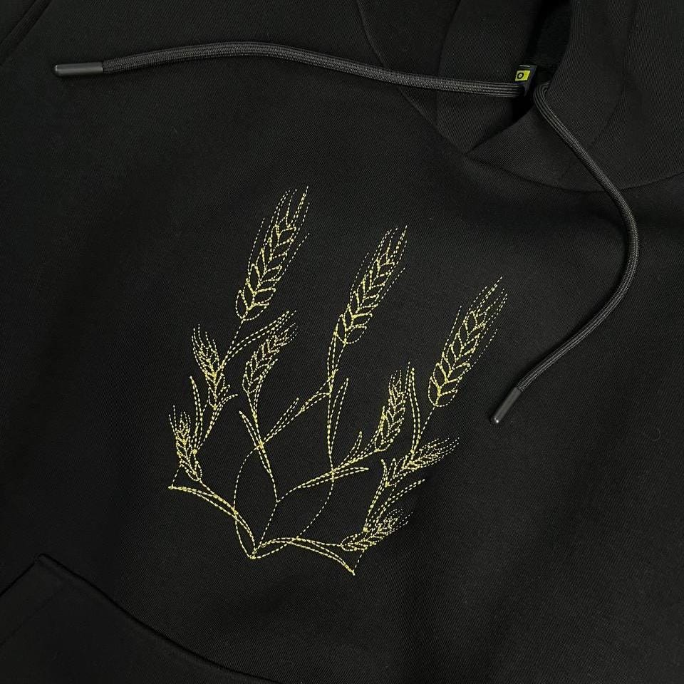 Embroidered Hoodie Ukrainian Wheat Comfortable Cozy Symbolic Golden Hoodie Stylish Streetwear Handmade Unisex Casual Hoodie Nature Ukraine