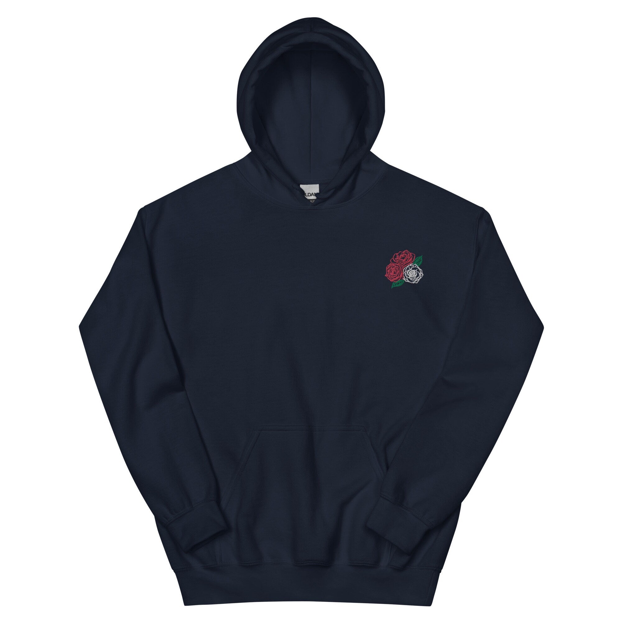 Three Roses Embroidered Unisex Hoodie - Cozy Floral Sweatshirt for Men & Women - Casual Streetwear Gift