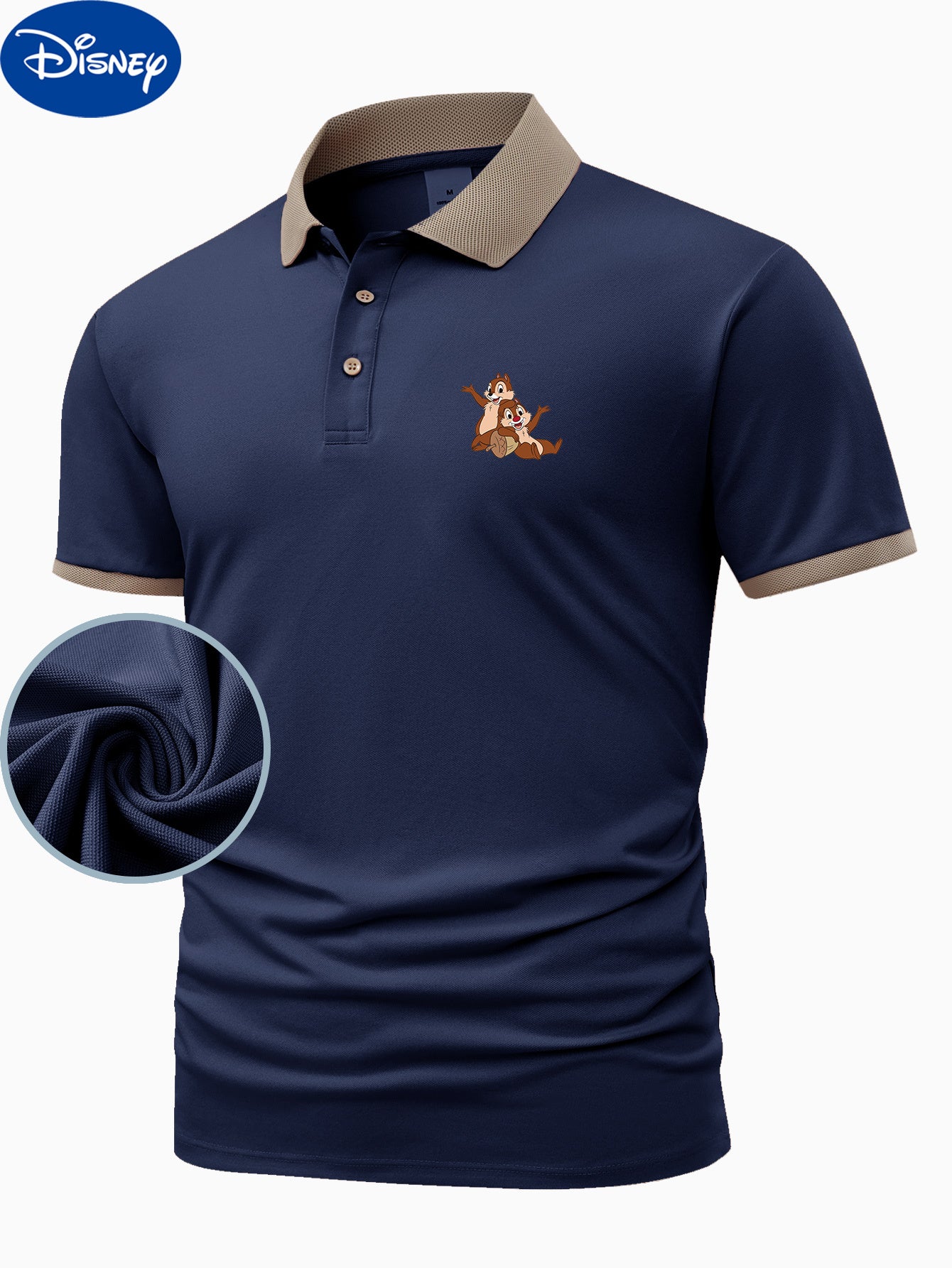 Disney Chitty Chitty Cartoon Image Printed Lapel Short Sleeve Shirt, Business Fashion Lightweight Polyester Breathable and Quick Drying Men's Shirt Golf Shirt Summer Fashion Casual Wear Suitable for Outdoor Sports Golf Course