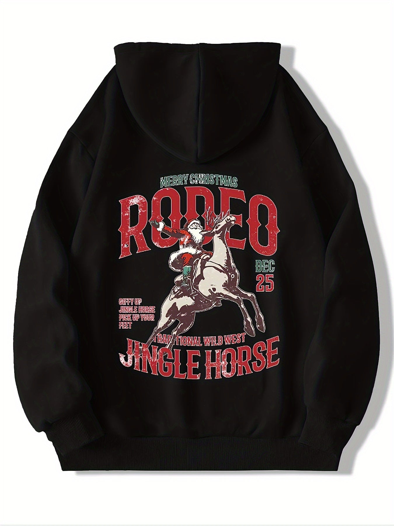 Christmas Loose-fitting men's letter and character print hoodie with drooping shoulders and adjustable drawstrings