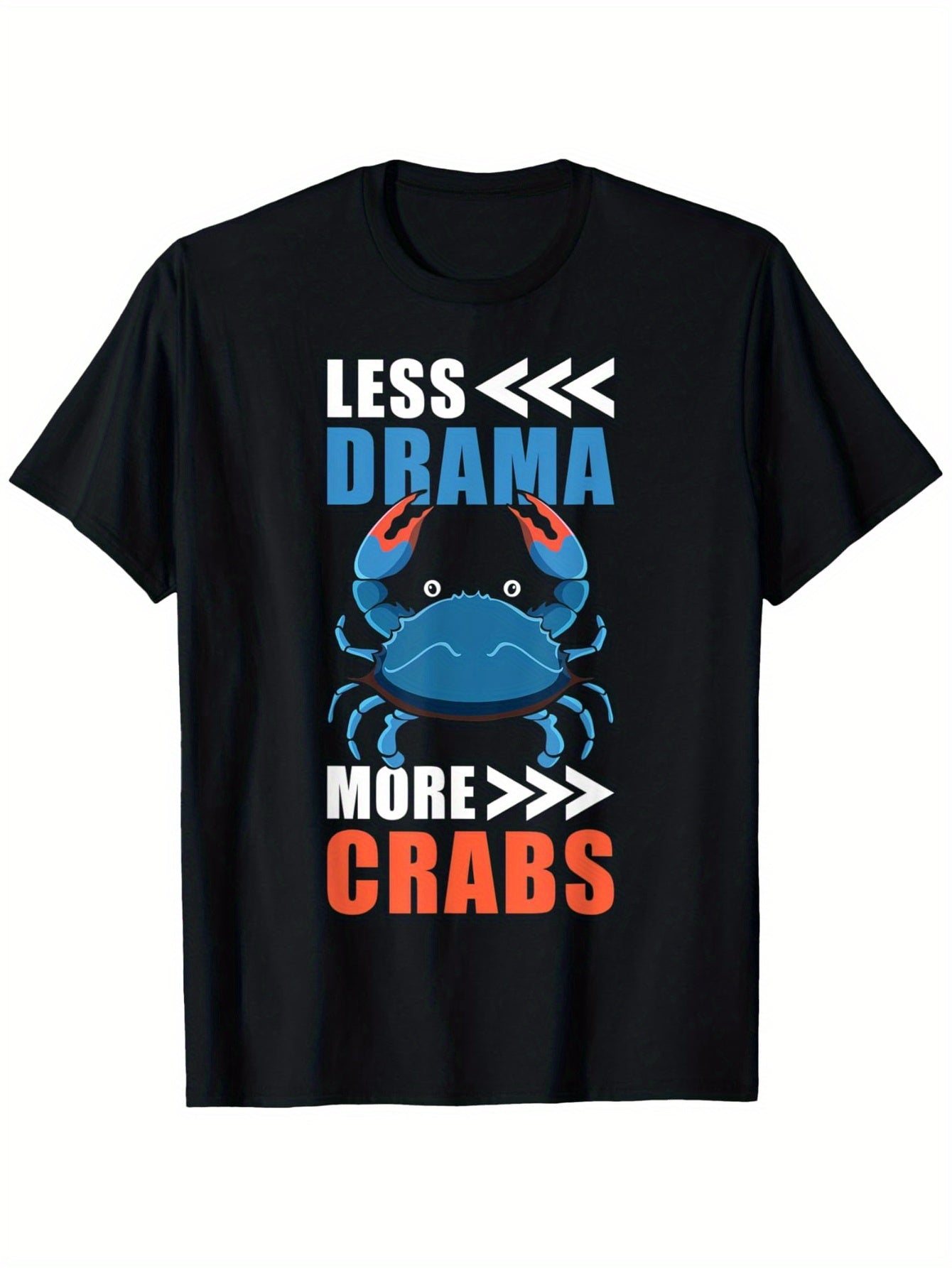 funny Seafood Crab T-Shirt Soft Touch 100% Pure Cotton Fashion Trend Casual Letter Printed Round Neck T-shirt 180g Fabric weight Regular Size S-XXXL T-Shirts