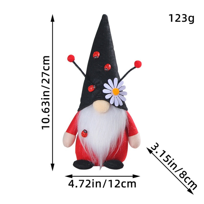 Easter Ladybird Figure Man Beard Bow Holiday Home Decoration