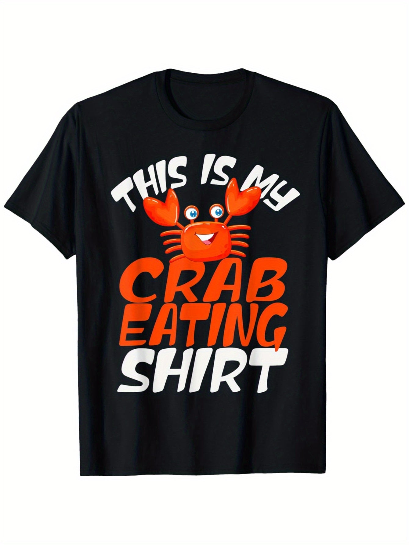 Seafood Crab Legs This Is My Crab Eating T-Shirt Soft Touch 100% Pure Cotton Fashion Trend Casual Letter Printed Round Neck T-shirt 180g Fabric weight Regular Size S-XXXL T-Shirts