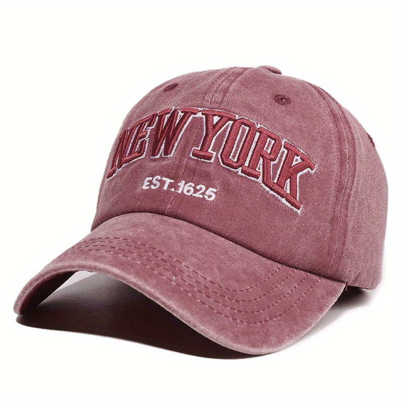 Letter Embroidery Washed Vintage Duckbill Cap New York Women's Baseball Cap Washed Duckbill Cap